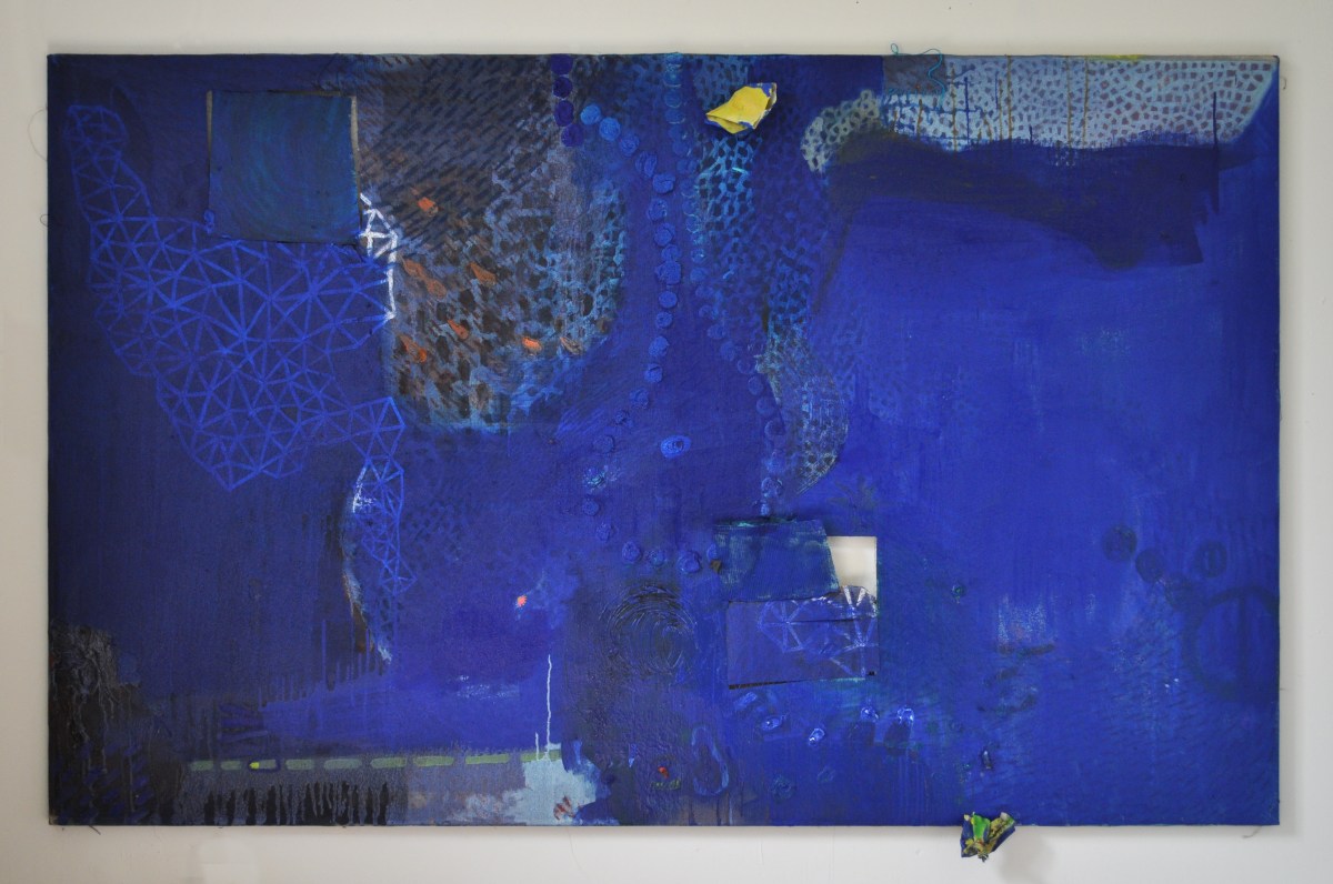 Julia Hinterberger Liquide Moderne Gescheitertes Bild in Blau 