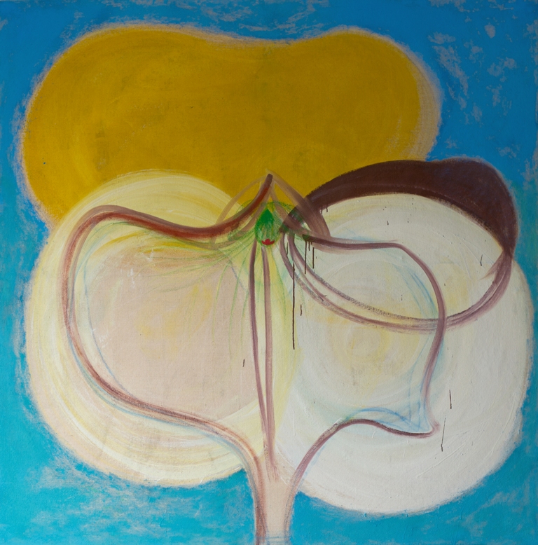 Julia Hinterberger, Öffner (Let Every Pansy Bloom), Öl und Pigment auf Jute 195 x195 cm 2013