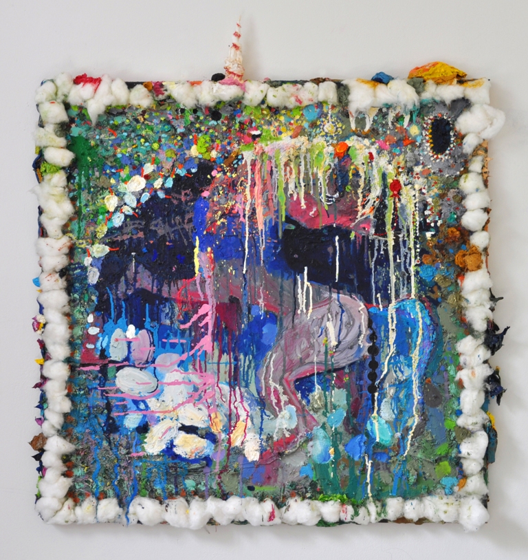 Julia Hinterberger Einhorn Kindheit Mischtechnik auf Leinwand 110 x 110 cm 2010