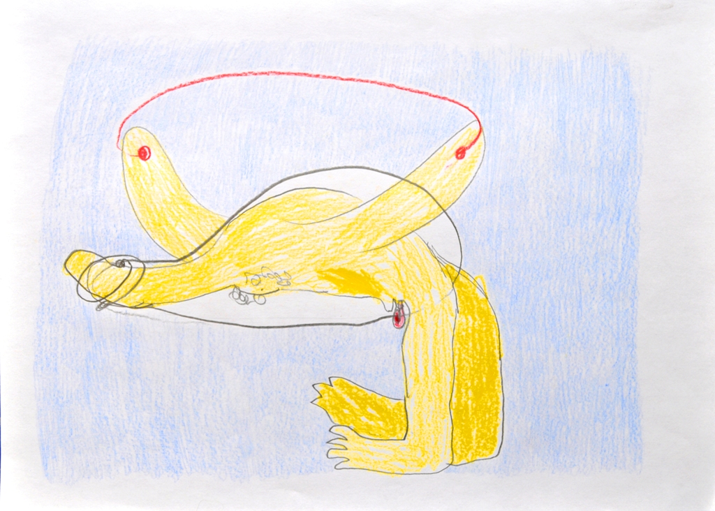 Julia Hinterberger Leistungsmensch Blei- und Buntstift auf Papier A4 2012 Kopie