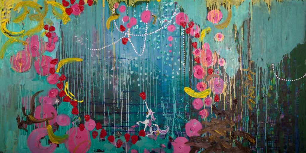 Julia Hinterberger Pornozwerge Öl auf Leinwand 100 x 200 cm 2010