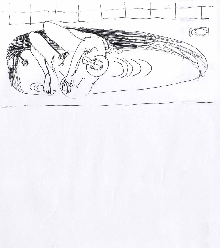Julia Hinterberger Selbstbeobachtung Badewanne Permanent Marker auf Papier A4 2011